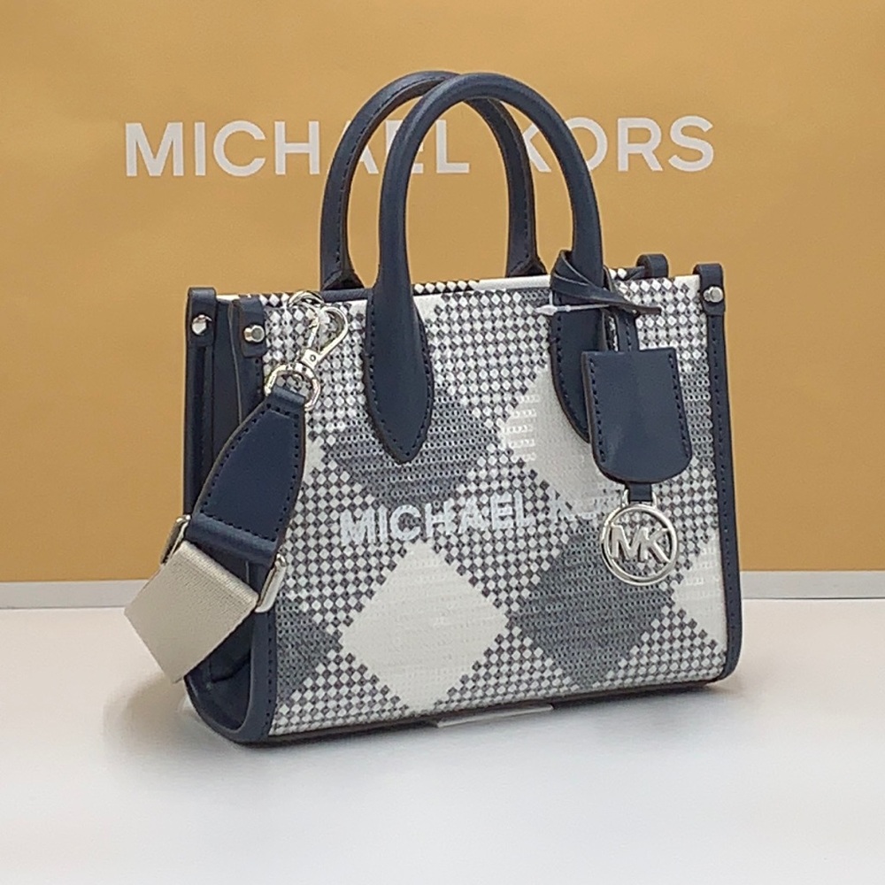 Michael Kors Mirella Extra-Small Logo Crossbody XBODY Shopper Bag Navy  NWT